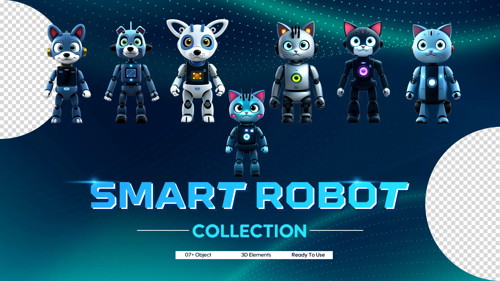 Smart Robots Character PNG Pack image